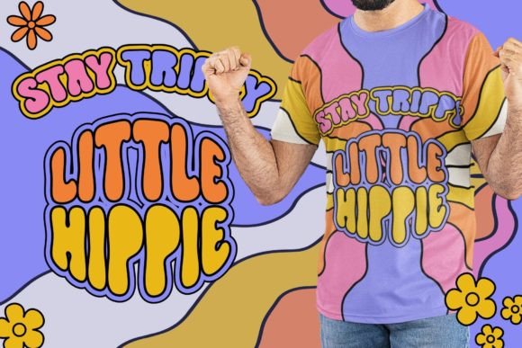 Hippie Retro Font PNG with transparent background - Preview 3