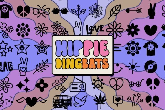 Hippie Retro Font PNG with transparent background - Preview 5