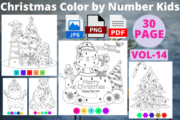 Color by Number Christmas Kids