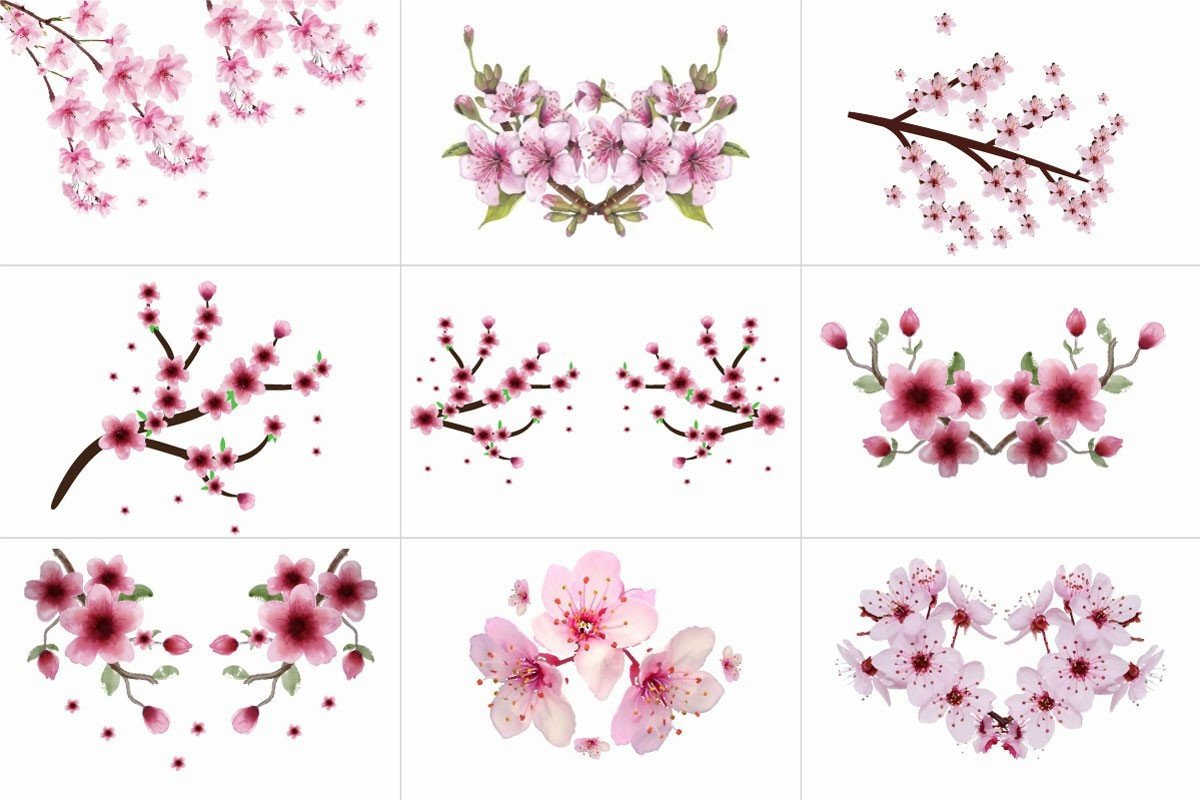 Hand Painted Sakura Cherry Blossom Set