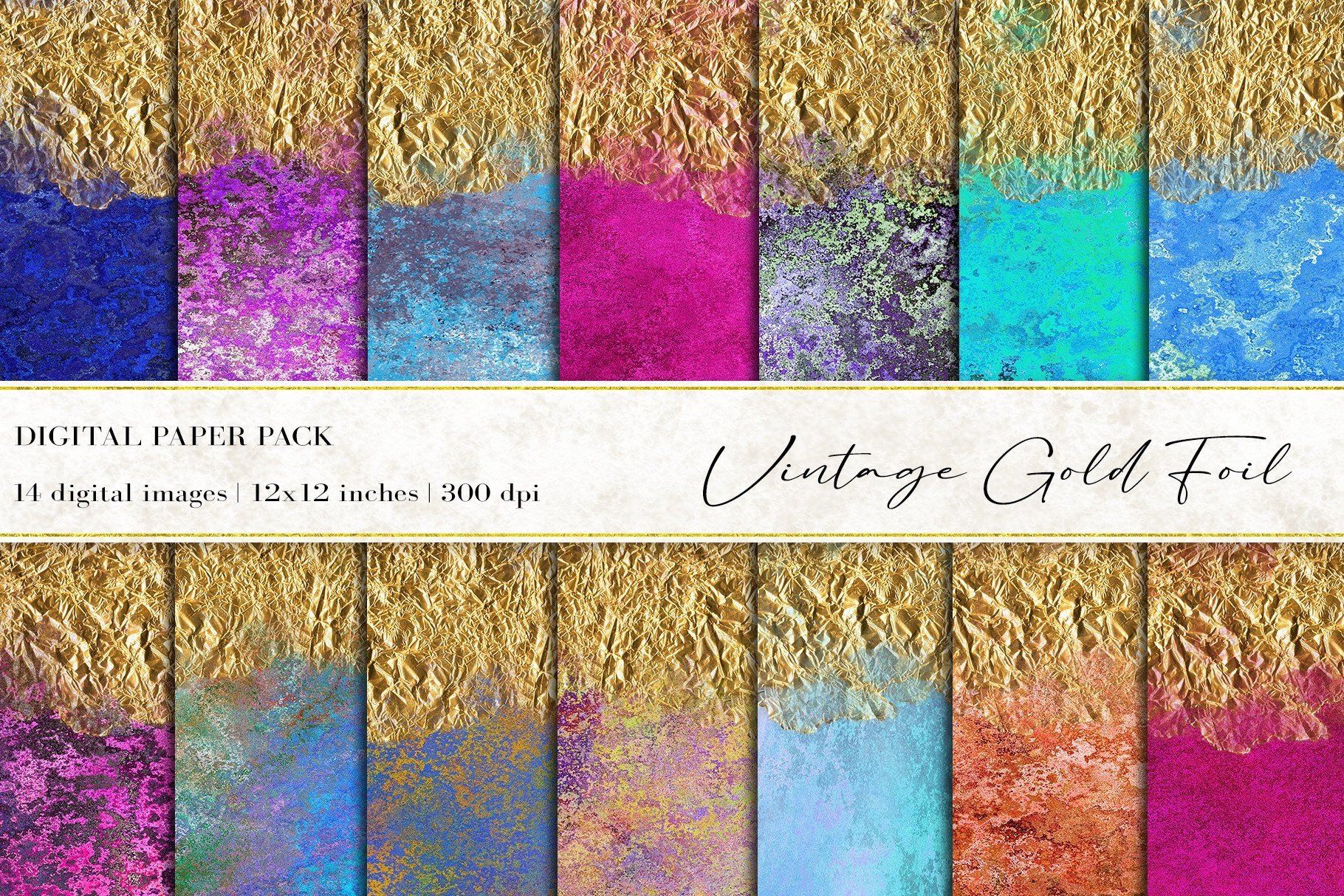 Vintage Gold Foil Digital Papers Graphic by BonaDesigns · Creative Fabrica