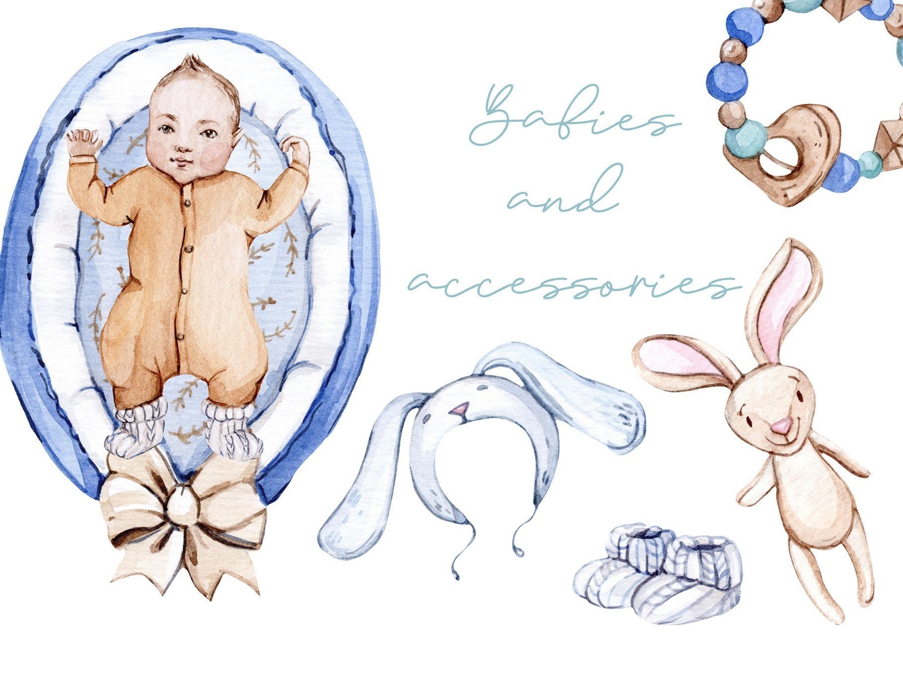 Watercolor Baby Boy Clipart - photo 2