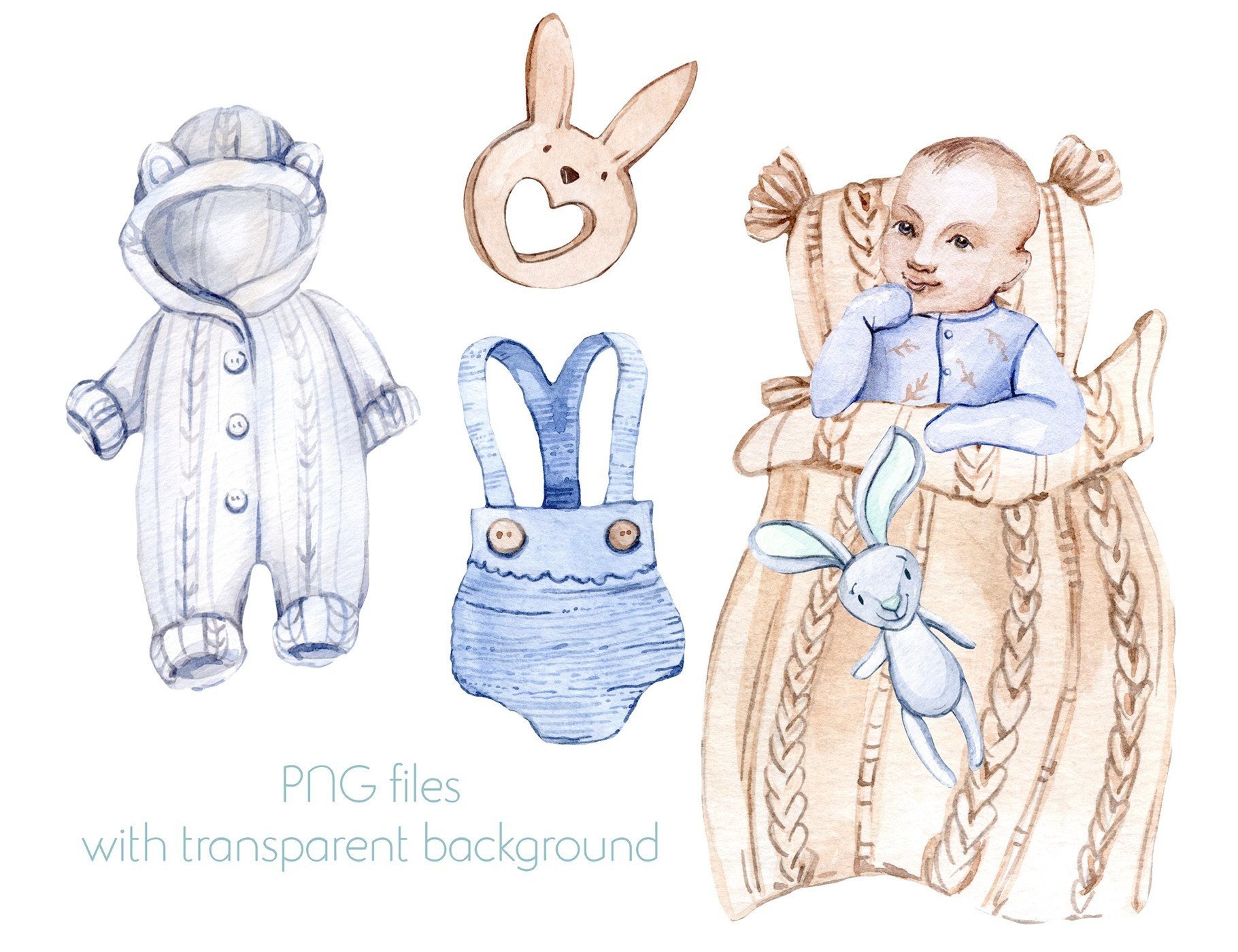 Watercolor Baby Boy Clipart - photo 3