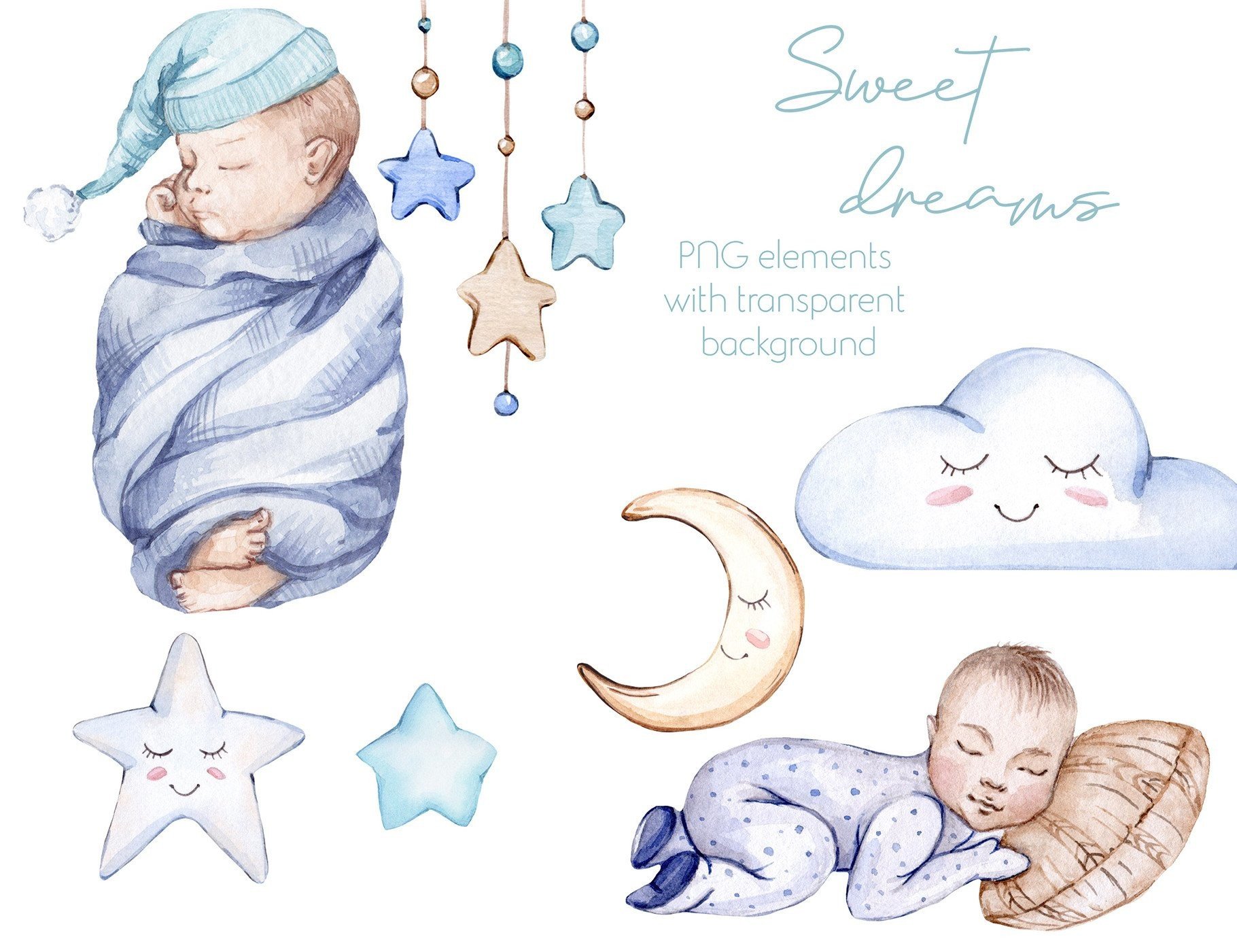Watercolor Baby Boy Clipart - photo 4