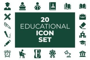 20 Useful Educational Icon Set Graphic by GraphIQVerse · Creative Fabrica
