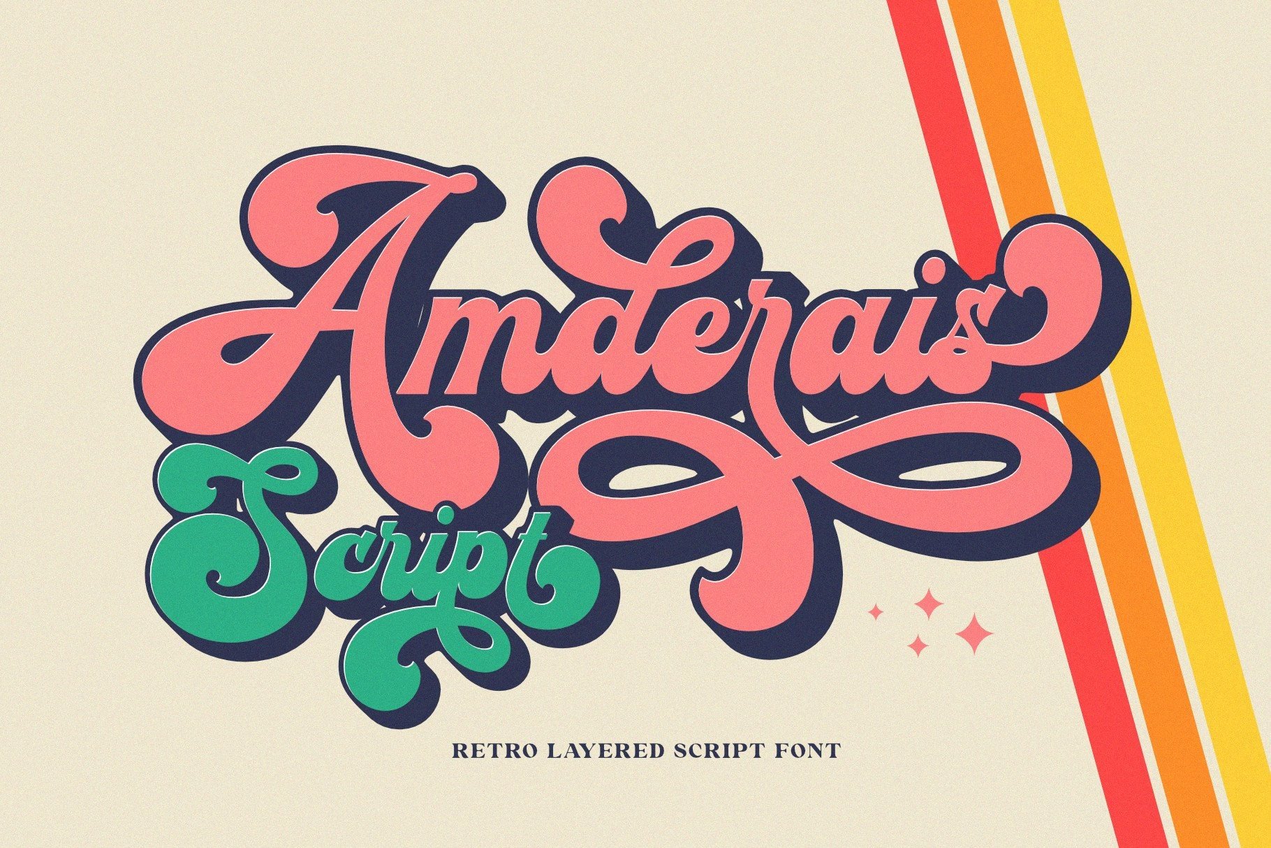 Amderais preview, display font inspired by late 60s to 70s retro design