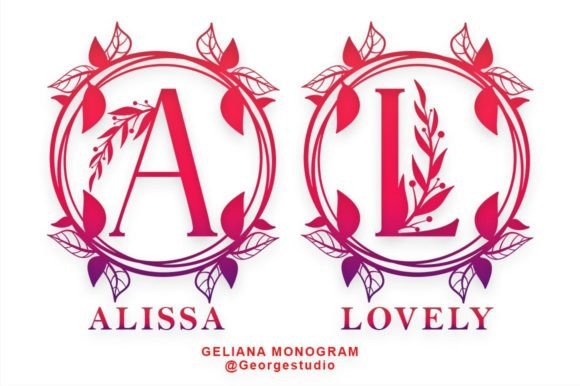 Geliana Monogram Font PNG with transparent background - Preview 2