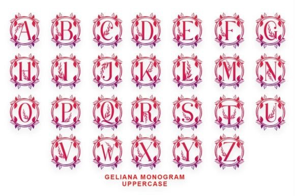 Geliana Monogram Font PNG with transparent background - Preview 3