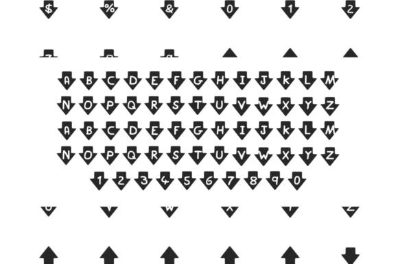 Play Arrow Down Font PNG with transparent background - Preview 1