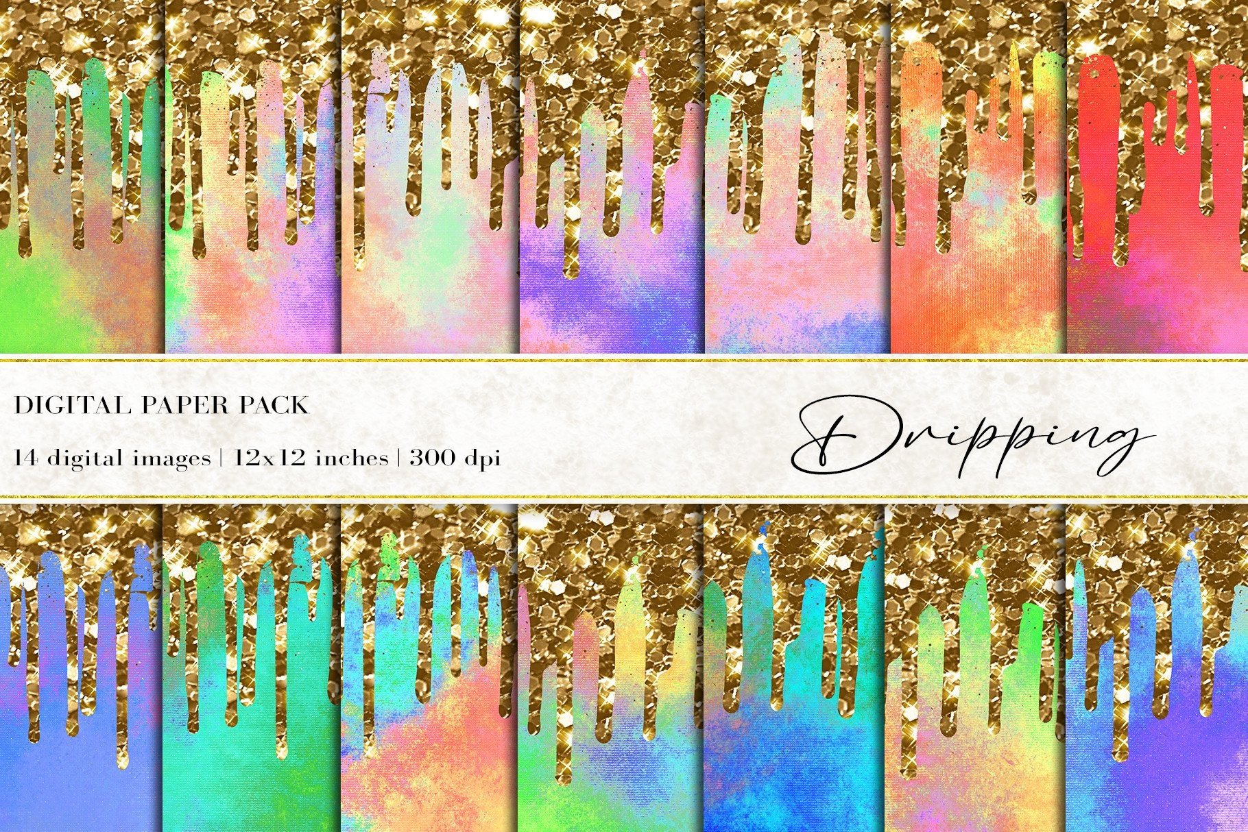 Sparkling Dripping Digital Papers Graphic by BonaDesigns · Creative Fabrica