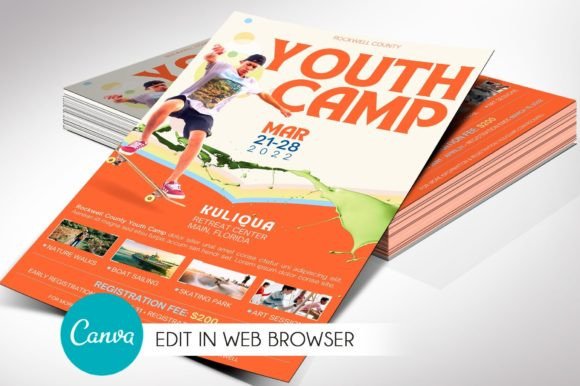Youth Camp Flyer Canva Template,