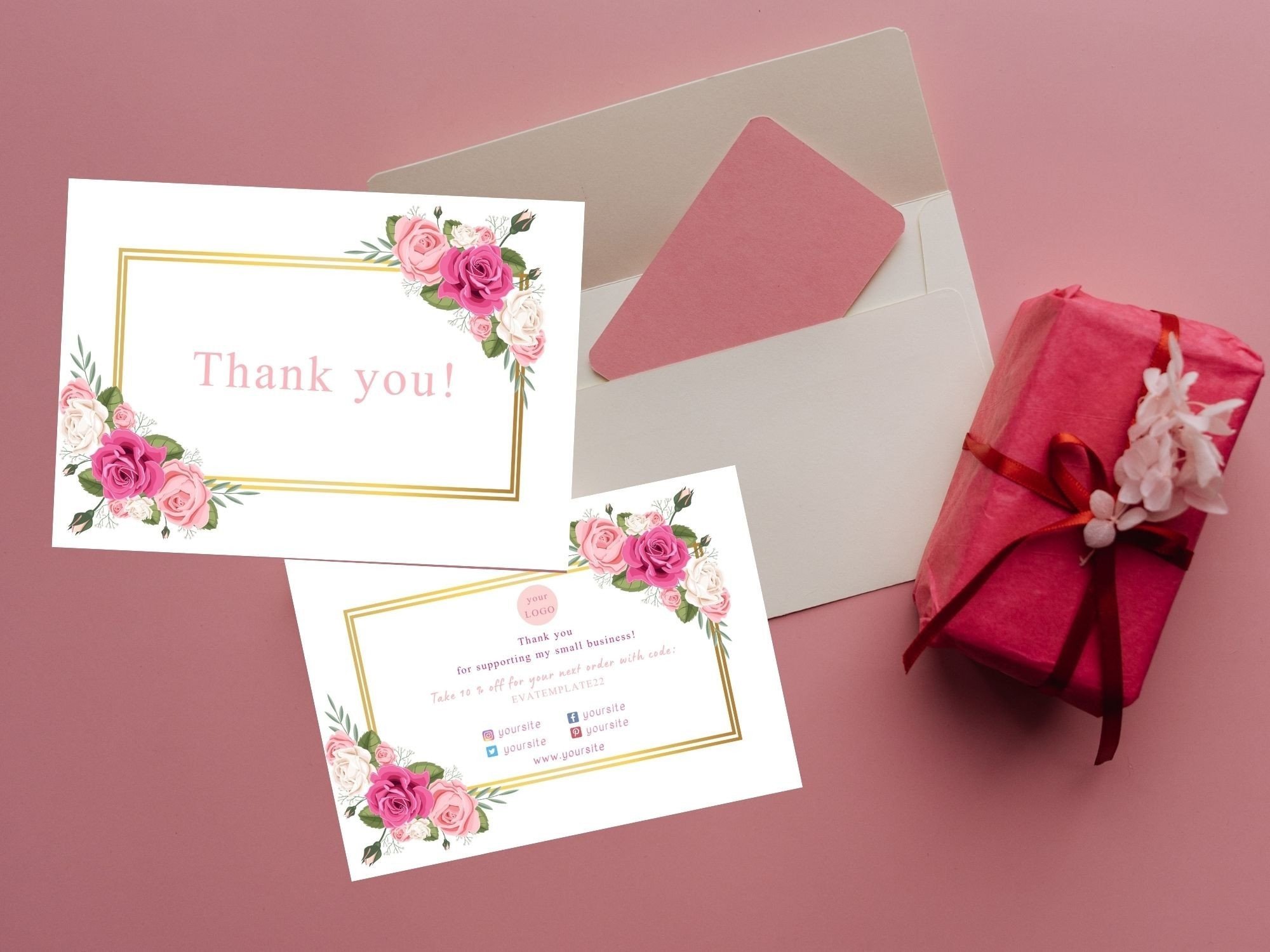 Editable in Canva Thank You Card