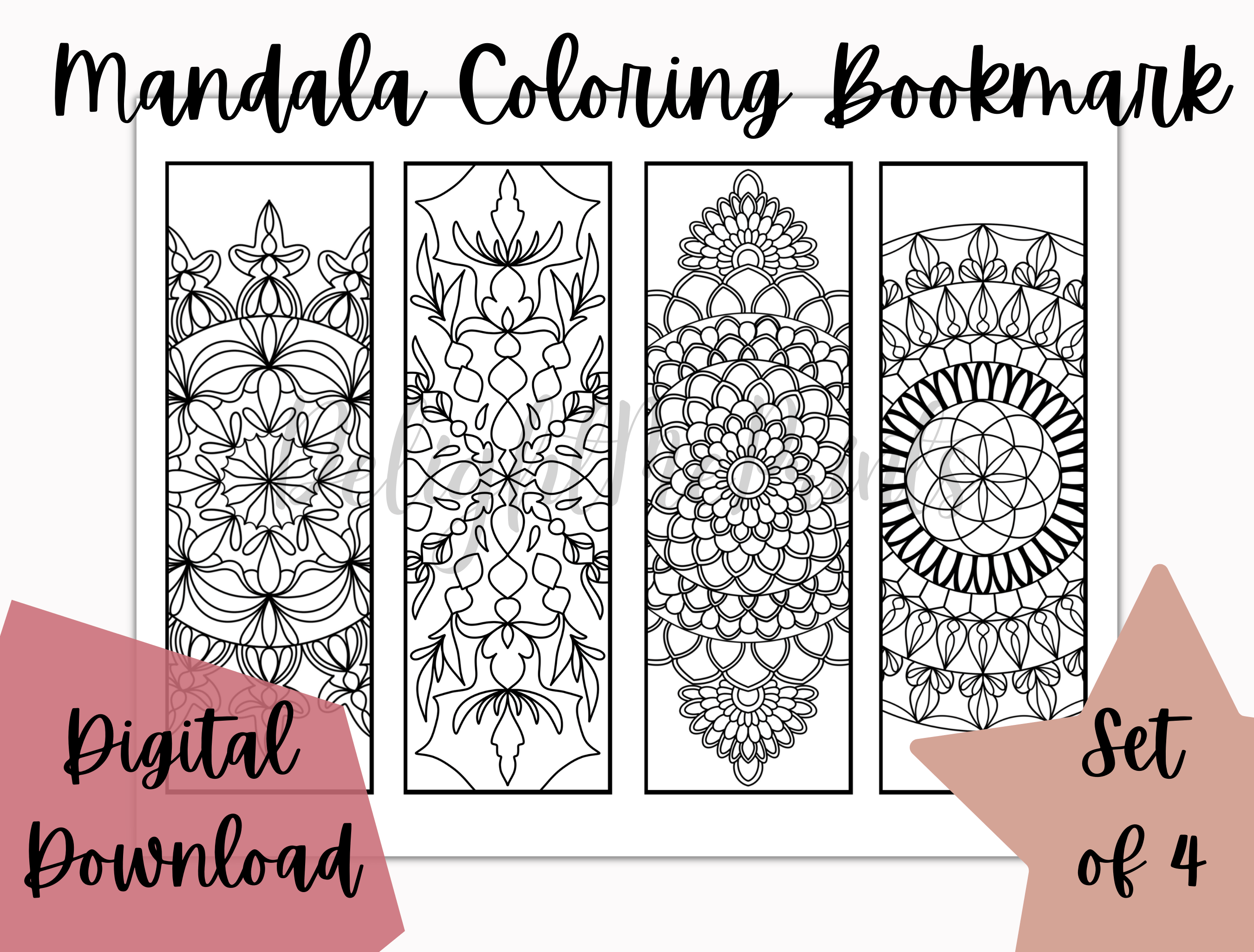 Mandala Coloring Bookmark - Set of 4