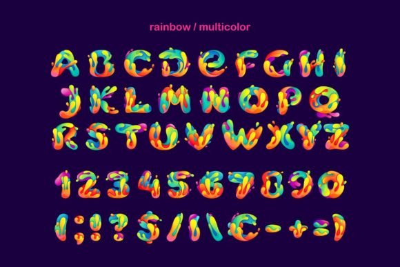Paint Splashes Font PNG with transparent background - Preview 2