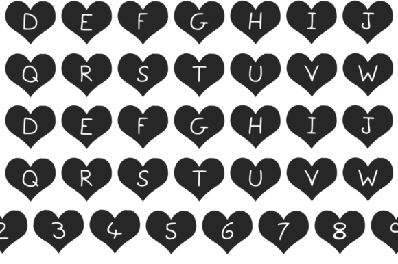Play Hearts Regular Font PNG with transparent background - Preview 1