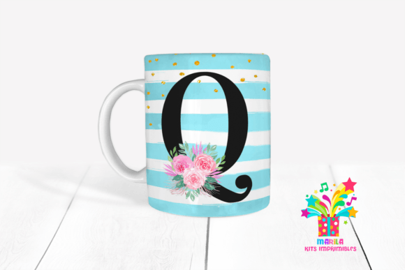 Sublimation Monogram Mug Letter Q Graphics