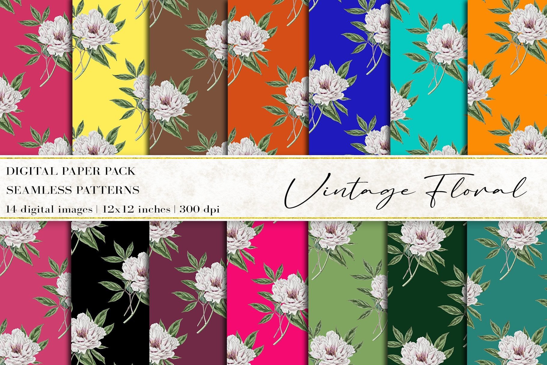 Vintage Floral Digital Paper Graphic by BonaDesigns · Creative Fabrica