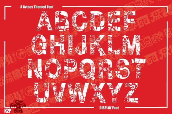 Grunge Aztecs Font PNG with transparent background - Preview 1