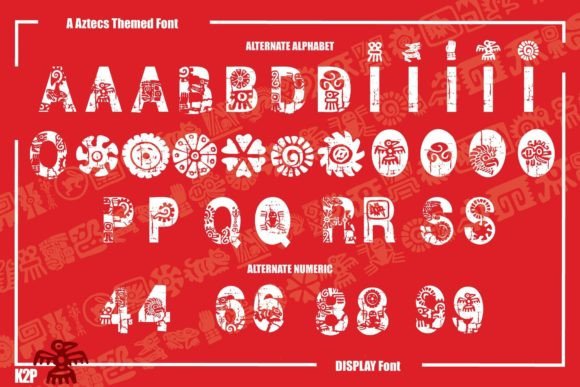 Grunge Aztecs Font PNG with transparent background - Preview 6