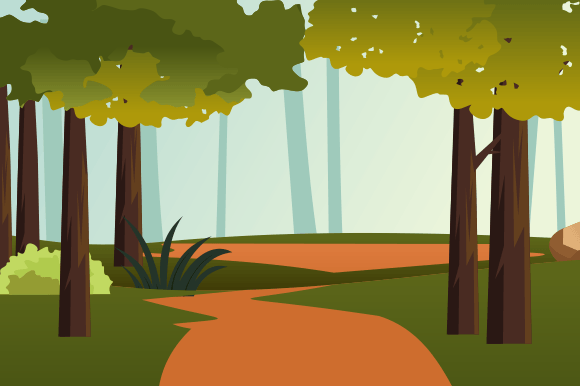 Jungle Landscape. Panorama with Tropical Graphic Illustrations By DEEMKA STUDIO