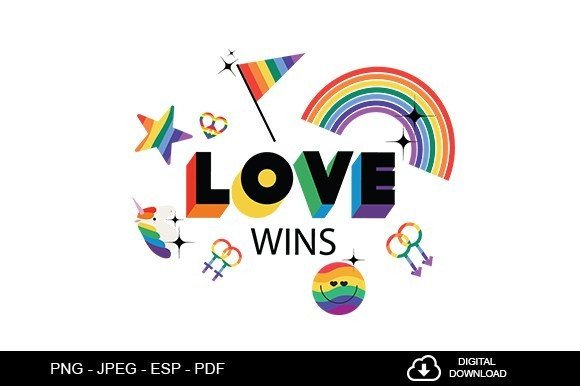 Pride Month Love Wins Graphic by SAWASDEE · Creative Fabrica