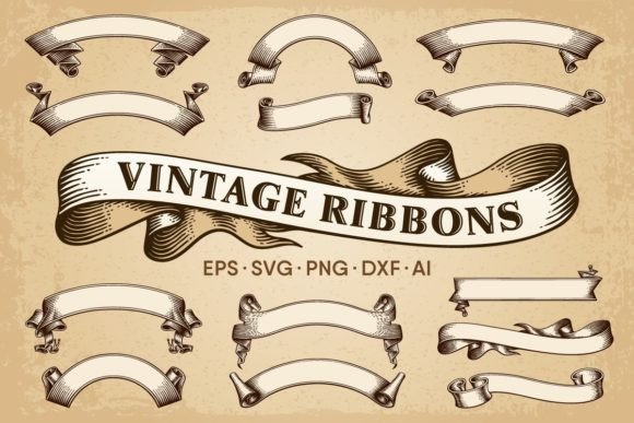 Vintage Ribbons Banners Vector Set