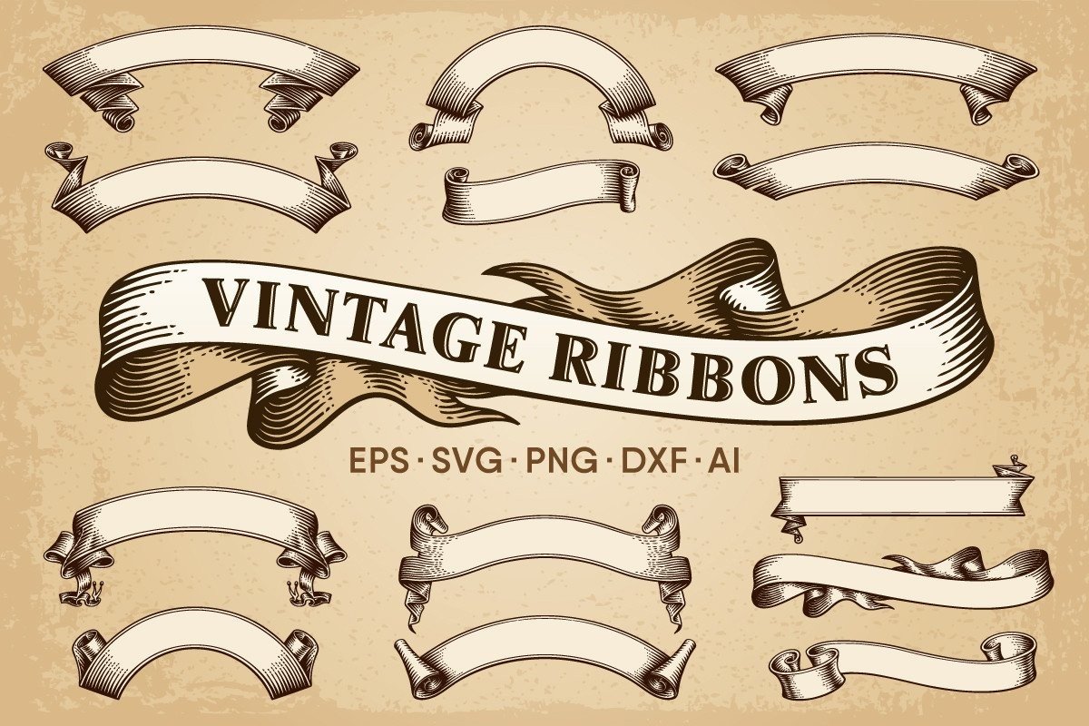 Vintage Ribbons Banners Vector Set
