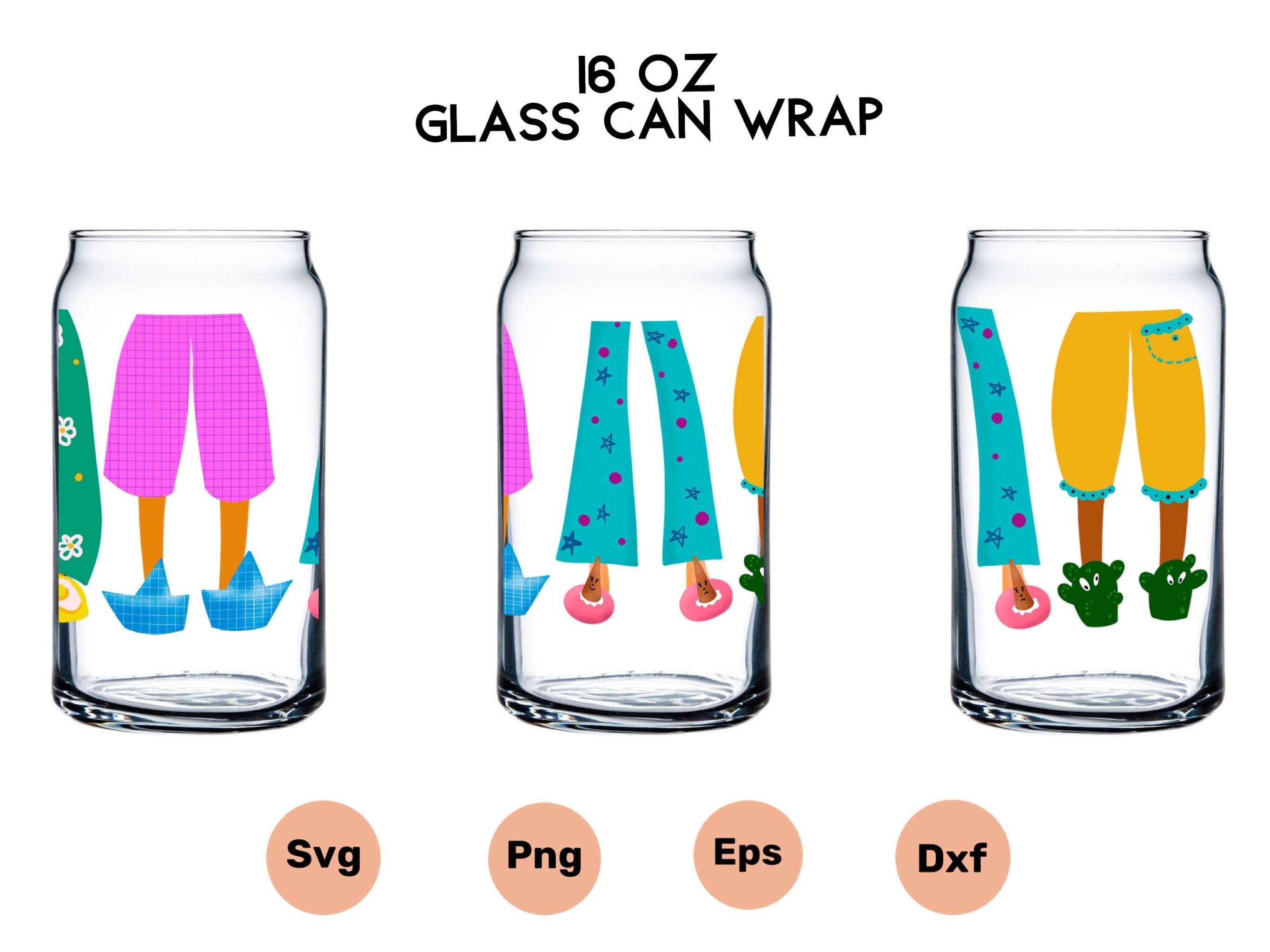 16 Oz Glass Can Wrap Pajama Svg