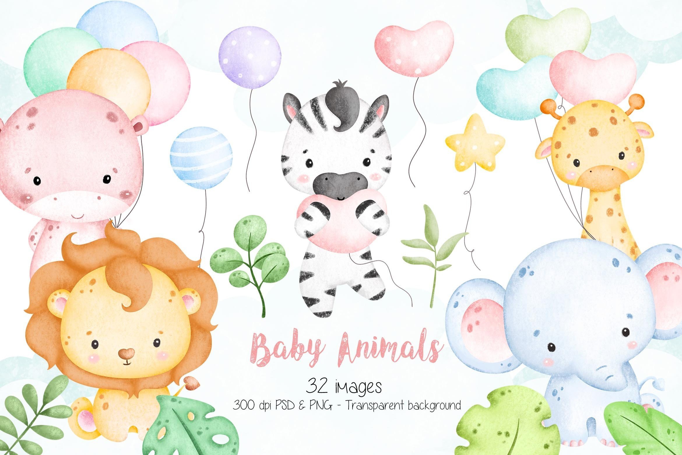Baby Safari Animals in Pastel Color - photo 1