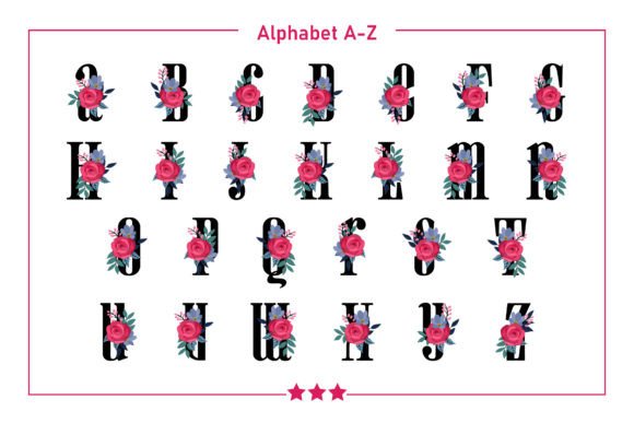 Floral Monogram Font PNG with transparent background - Preview 1