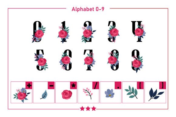 Floral Monogram Font PNG with transparent background - Preview 3