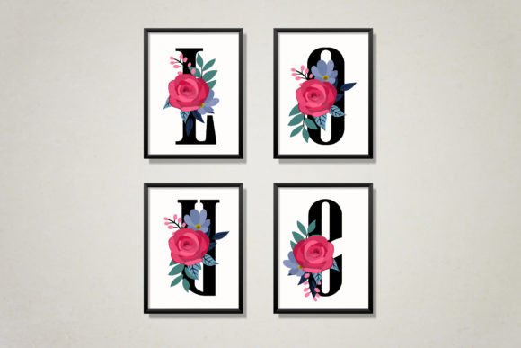 Floral Monogram Font PNG with transparent background - Preview 4