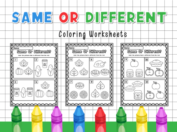 Same or Different Worksheets for Kids
