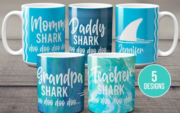 Shark Infusible Ink Mug Wrap Bundle Svg Graphics