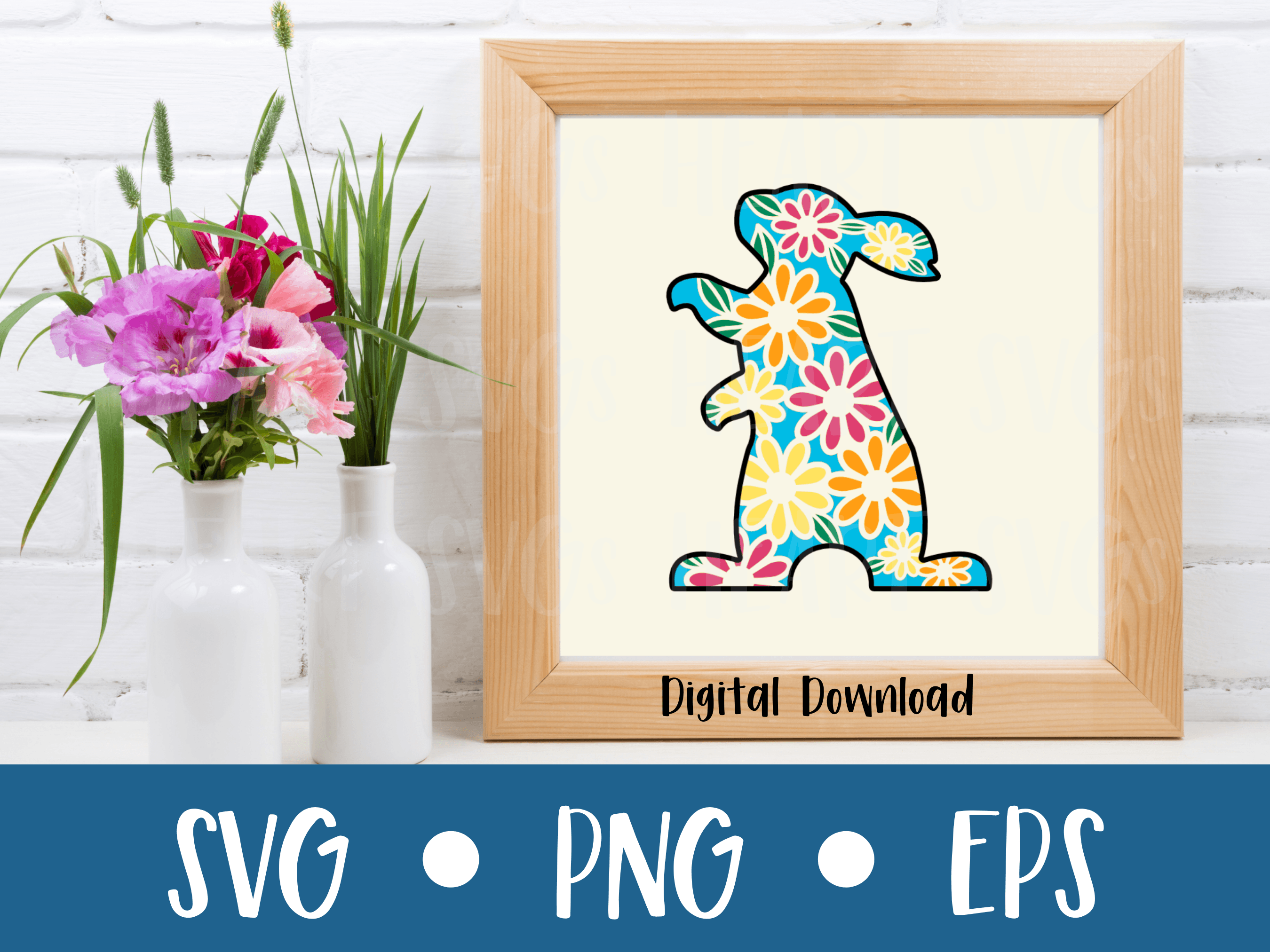 3D Layered Floral Easter Bunny SVG Graphic by heartsvgs · Creative Fabrica