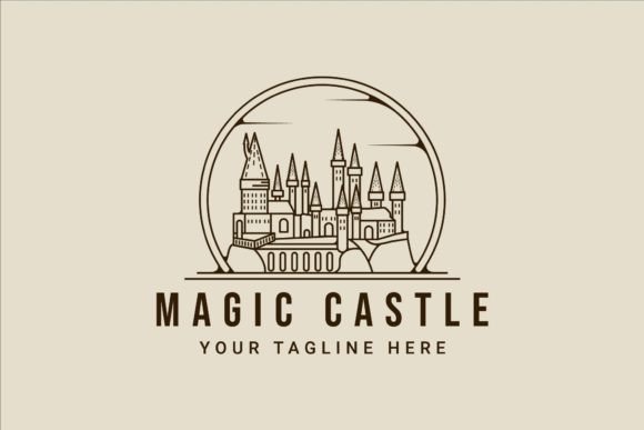 Magic Castle Line Art Logo Vector Design