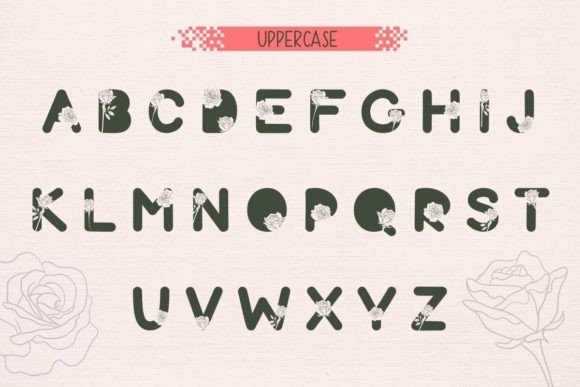 Rose Flower Font PNG with transparent background - Preview 1