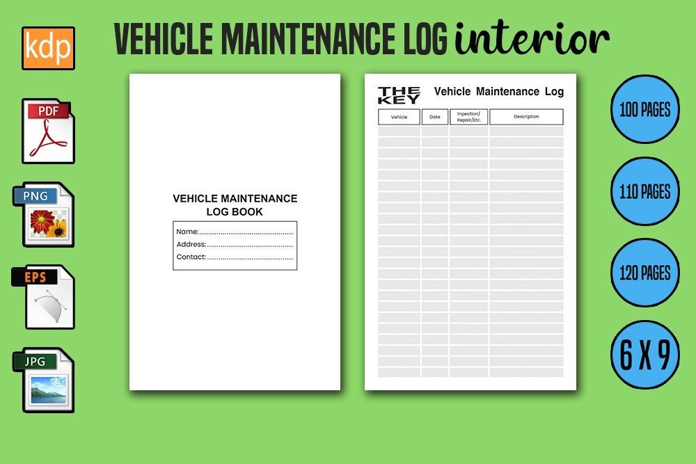 Vehicle Maintenance Log Book | KDP Inter Graphic by Trendy Laser Cut ...