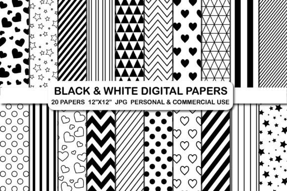 Black and White Patterns Digital Papers