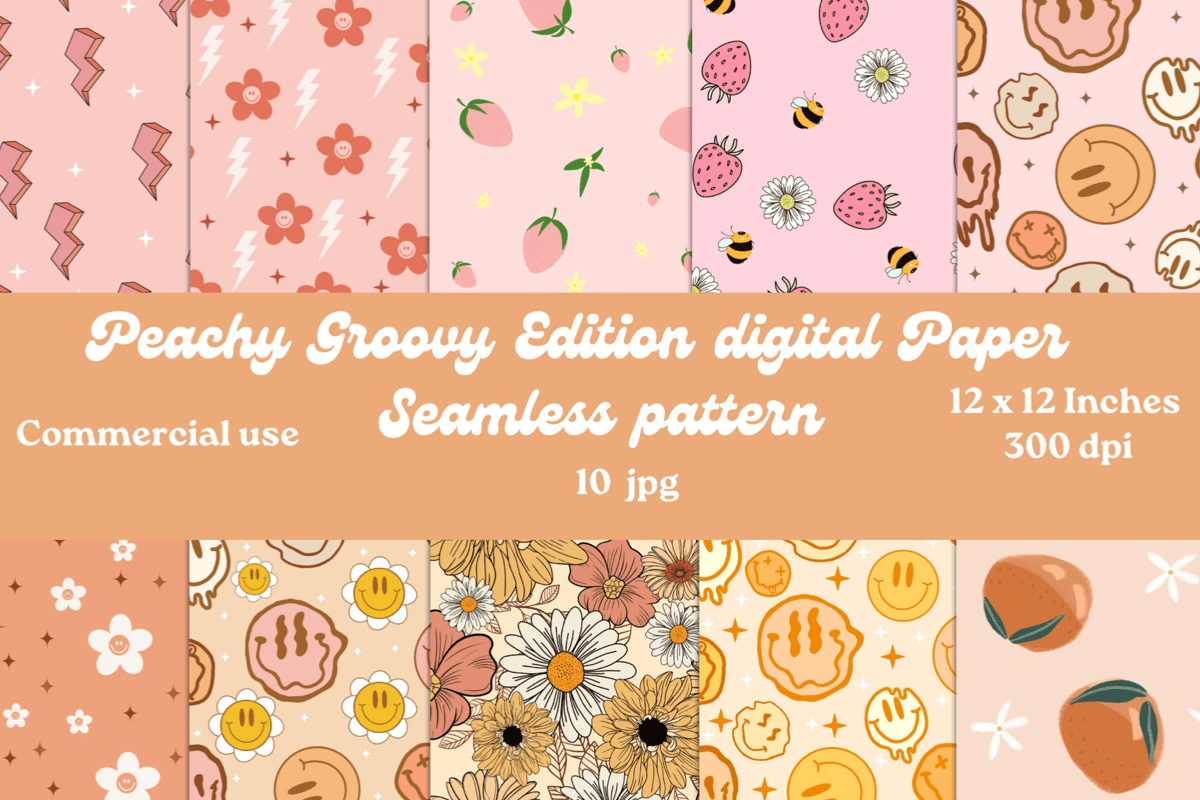 Pattern Paper Groovy Groovy Digital Paper Seamless Pattern Graphic by ResipaintDesign ...