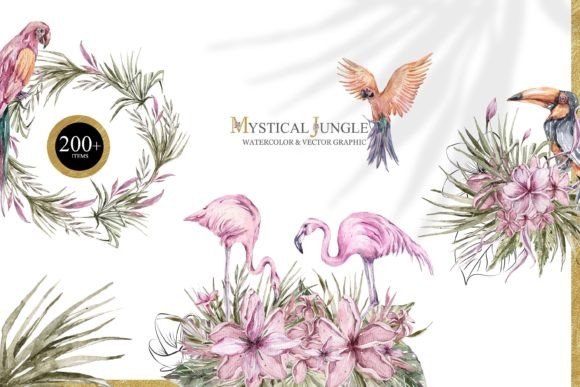 Watercolor Tropical Floral Clipart Set Graphic Illustrations By Tiana Geo
