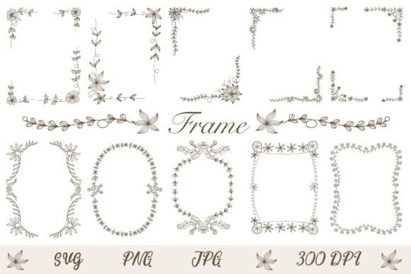 Flowers Patterns Frame SVG Graphic Illustrations By auauaek4