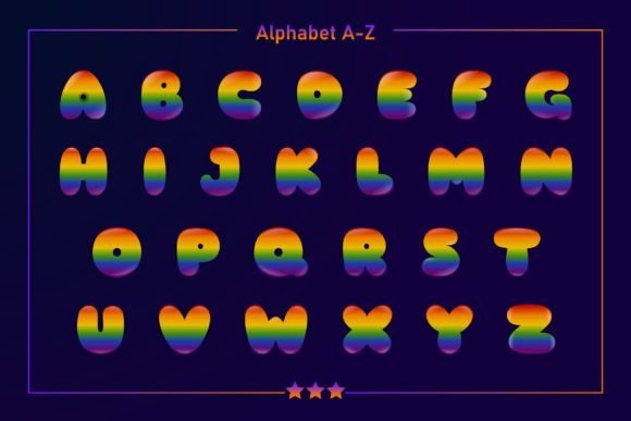 Lgbtq Rainbow Font PNG with transparent background - Preview 1