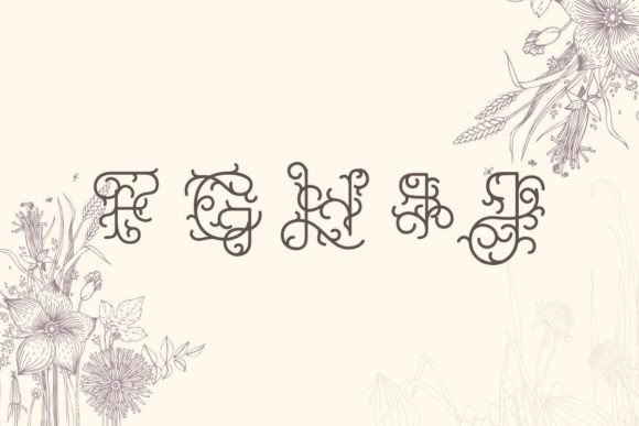 Prunellia Monogram Font PNG with transparent background - Preview 2