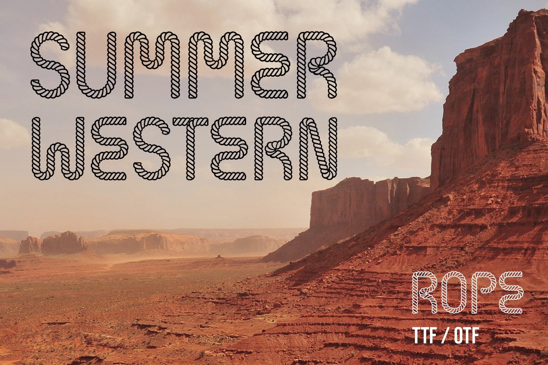 Summer Western Rope preview: rope shaped decorative font