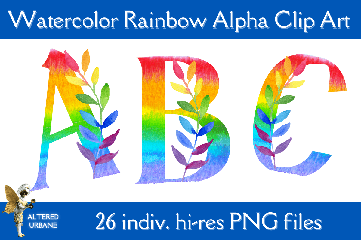 Watercolor Rainbow Vines Alpha Clip Art Graphic by alteredurbane ...