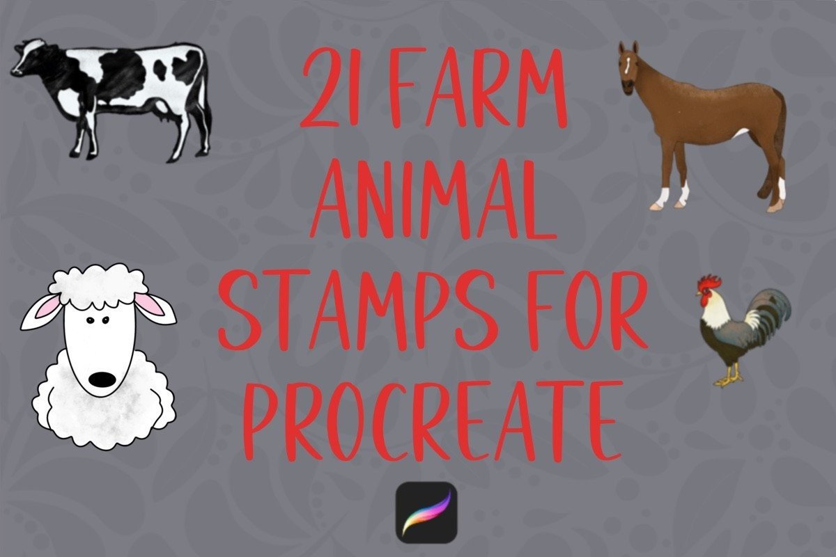 21 Farm Animal Stamps for Procreate Graphic by Cedar Rue · Creative Fabrica