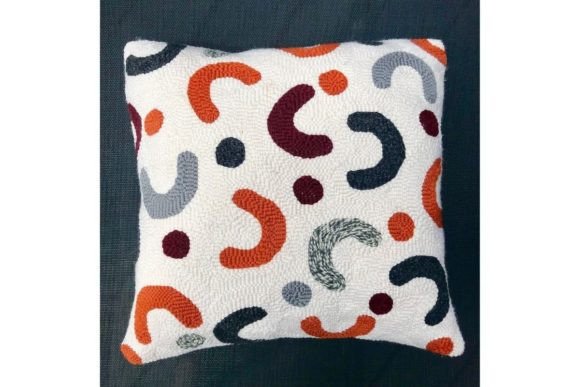 Abstract Crescents Punch Needle Pillow