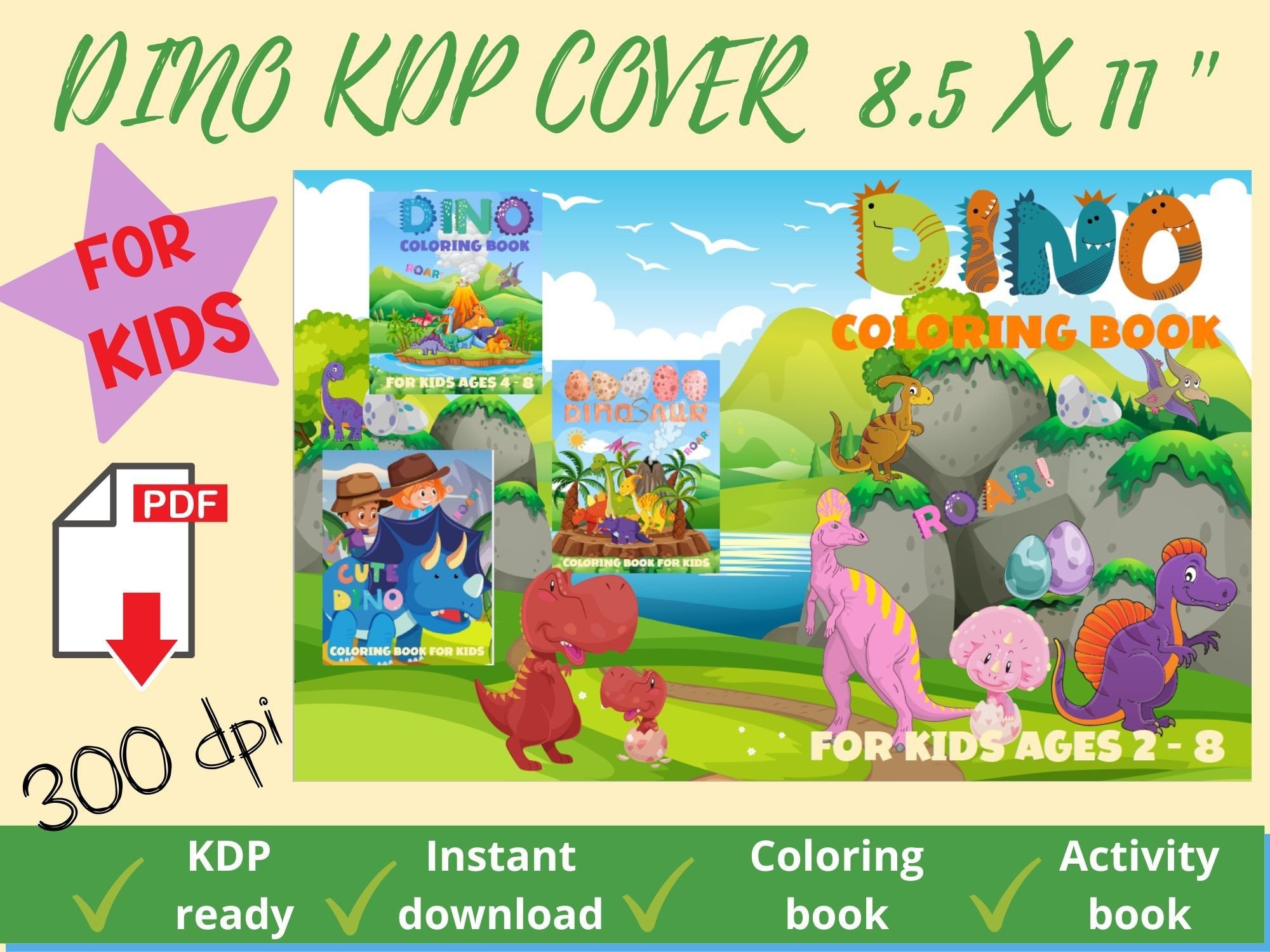 Dinosaur Coloring Book KDP Cover Design Graphic by SelmaKDPcovers ...