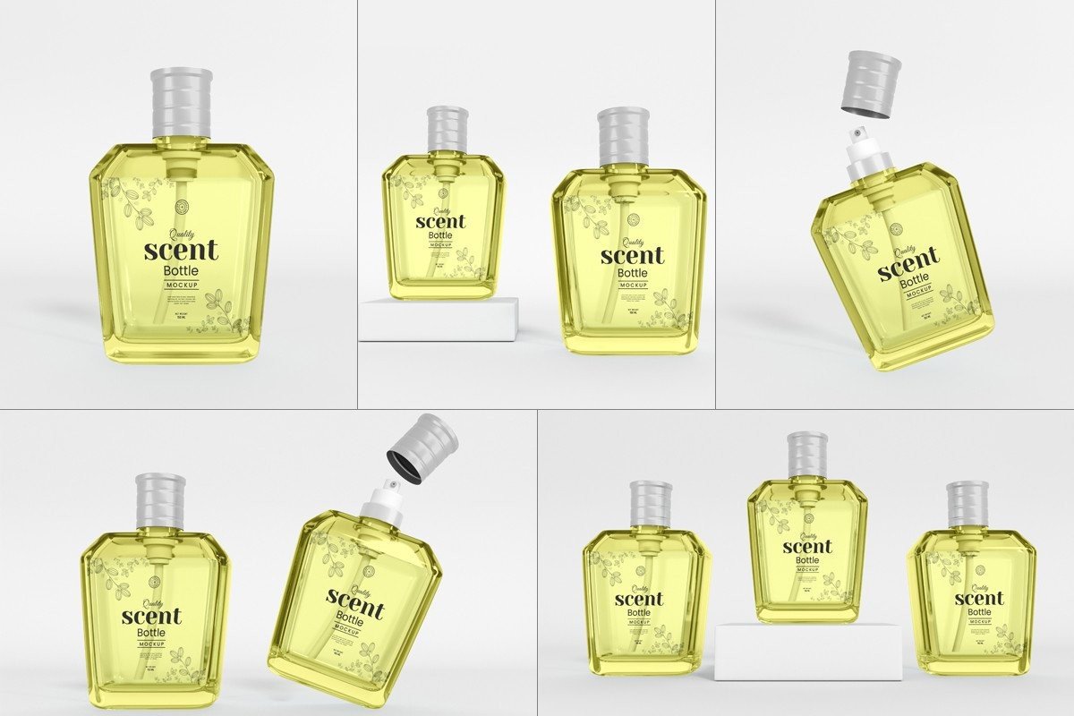 Elegant Scent Bottle Mockup Set Graphic by xvector · Creative Fabrica